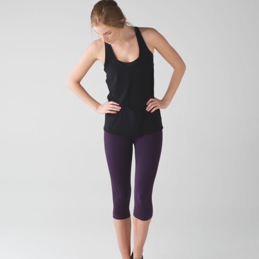 Lululemon Flow and Go Crop Ruched Seamless Leggings dark purple